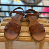 Sandales plates en cuir à brides cheville Mia 2284 - Cuero marron - EVA FRUTOS