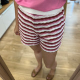 Short rayé en maille effet crochet Oppy - Argile - SUN VALLEY FEMME