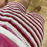 Short rayé en maille effet crochet Oppy - Argile - SUN VALLEY FEMME