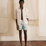 Short de bain rayé Mimizan - Ecru & Vert - FAGUO HOMME