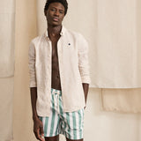 Short de bain rayé Mimizan - Ecru & Vert - FAGUO HOMME