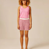 Short rayé en maille effet crochet Oppy - Argile - SUN VALLEY FEMME