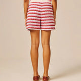 Short rayé en maille effet crochet Oppy - Argile - SUN VALLEY FEMME