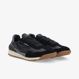 Sneakers Schmoove Camden noir bimatière avec détails glitter et léopard vus de trois-quarts avant