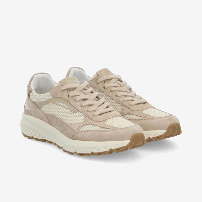 Sneakers de sport en cuir de velours Dusk Runner - Beige - SCHMOOVE MEN