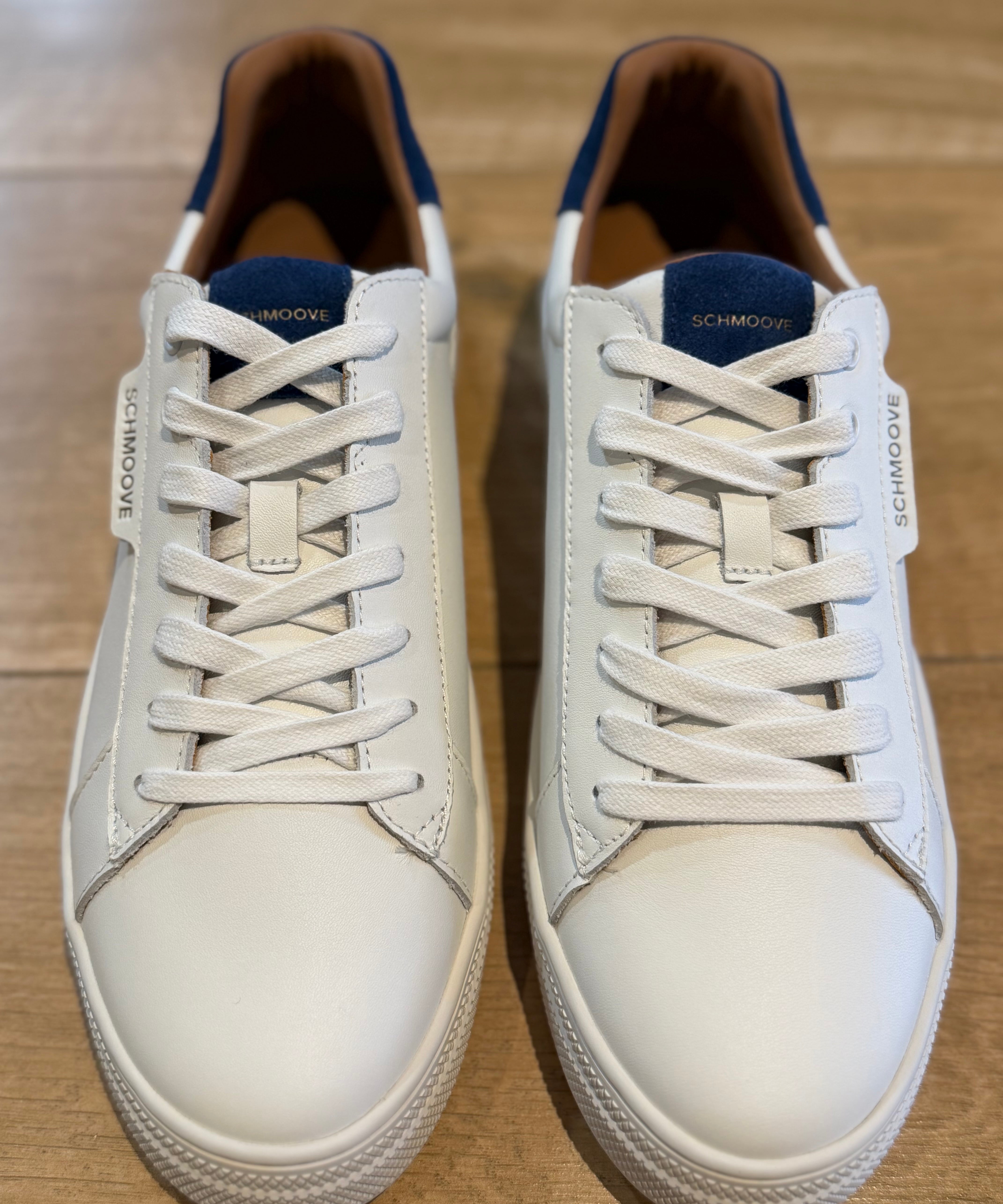 Sneakers en cuir pour homme Sparkle - Blanc & Marine - SCHMOOVE MEN