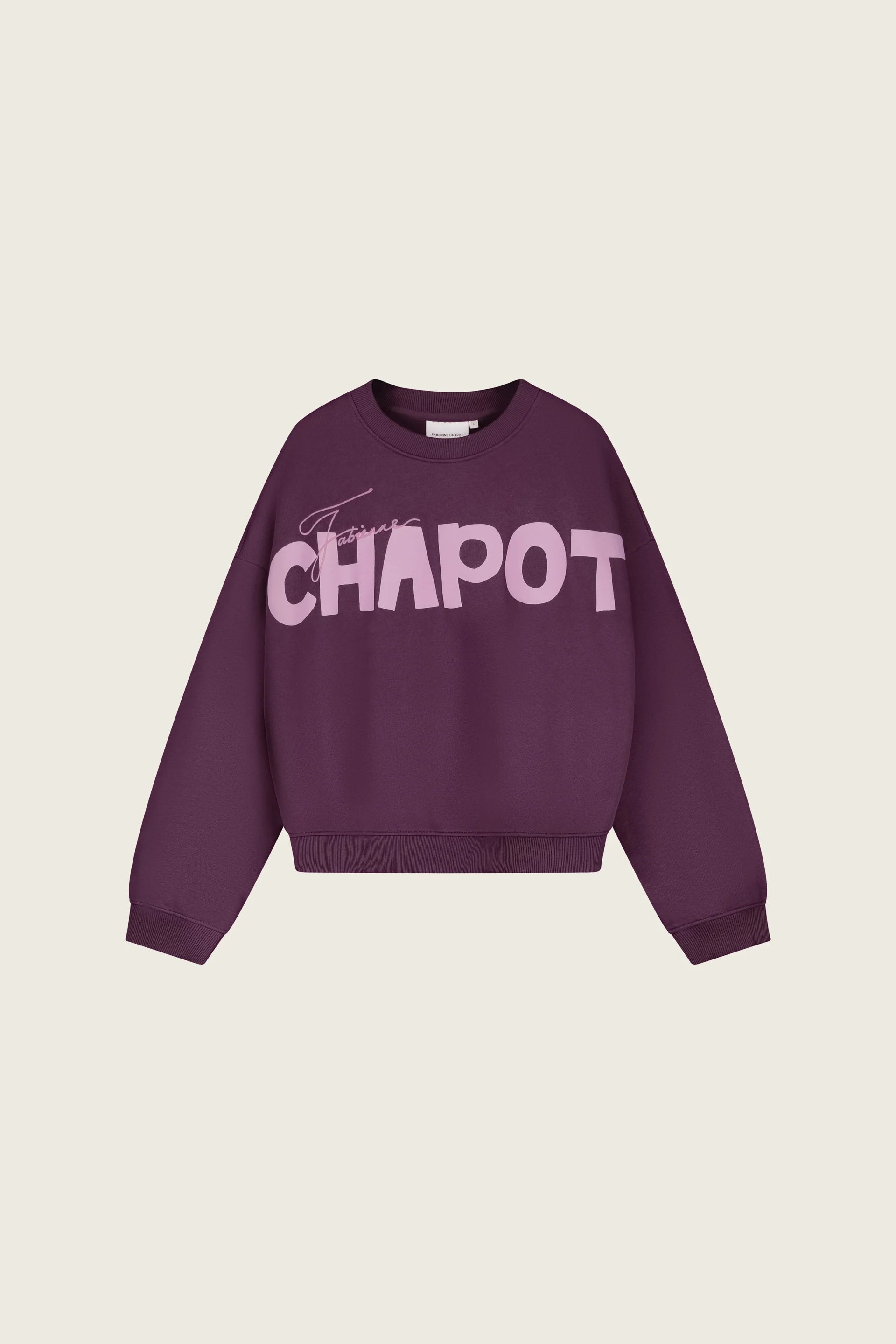 Sweat Amy Chapot en coton bio bordeaux présenté à plat sur fond neutre
