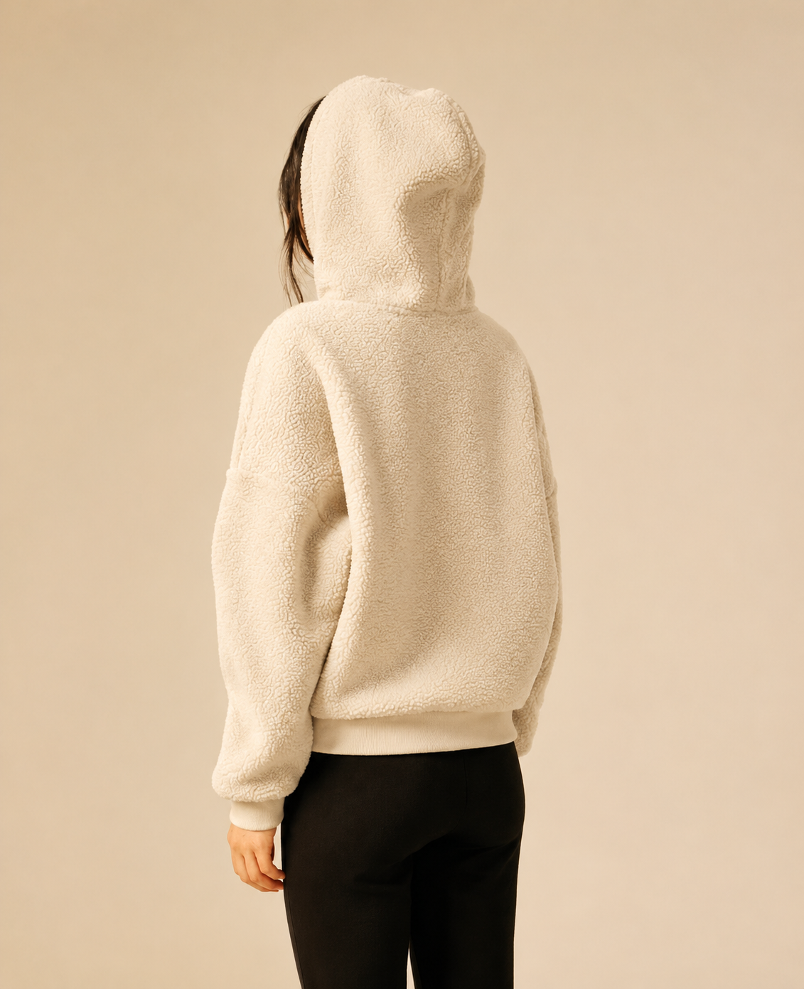 Vue de dos du sweat à capuche moucheté beige clair SUN VALLEY FEMME Deltry