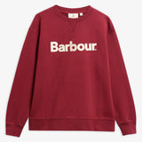 Vue à plat du sweat col rond Hartland rouge canneberge BARBOUR FEMME en coton
