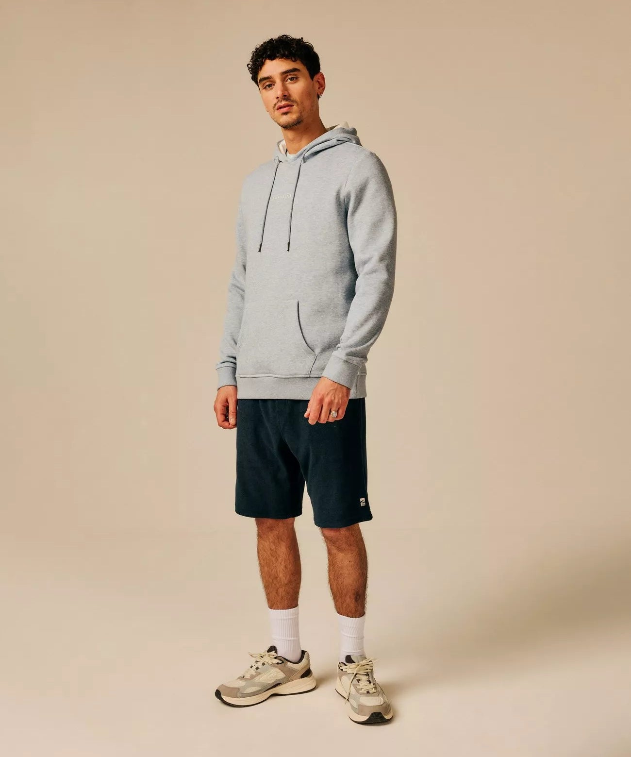Sweat à capuche uni en molleton doux Licola - Bleu gris - SUN VALLEY HOMME