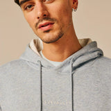 Sweat à capuche uni en molleton doux Licola - Bleu gris - SUN VALLEY HOMME