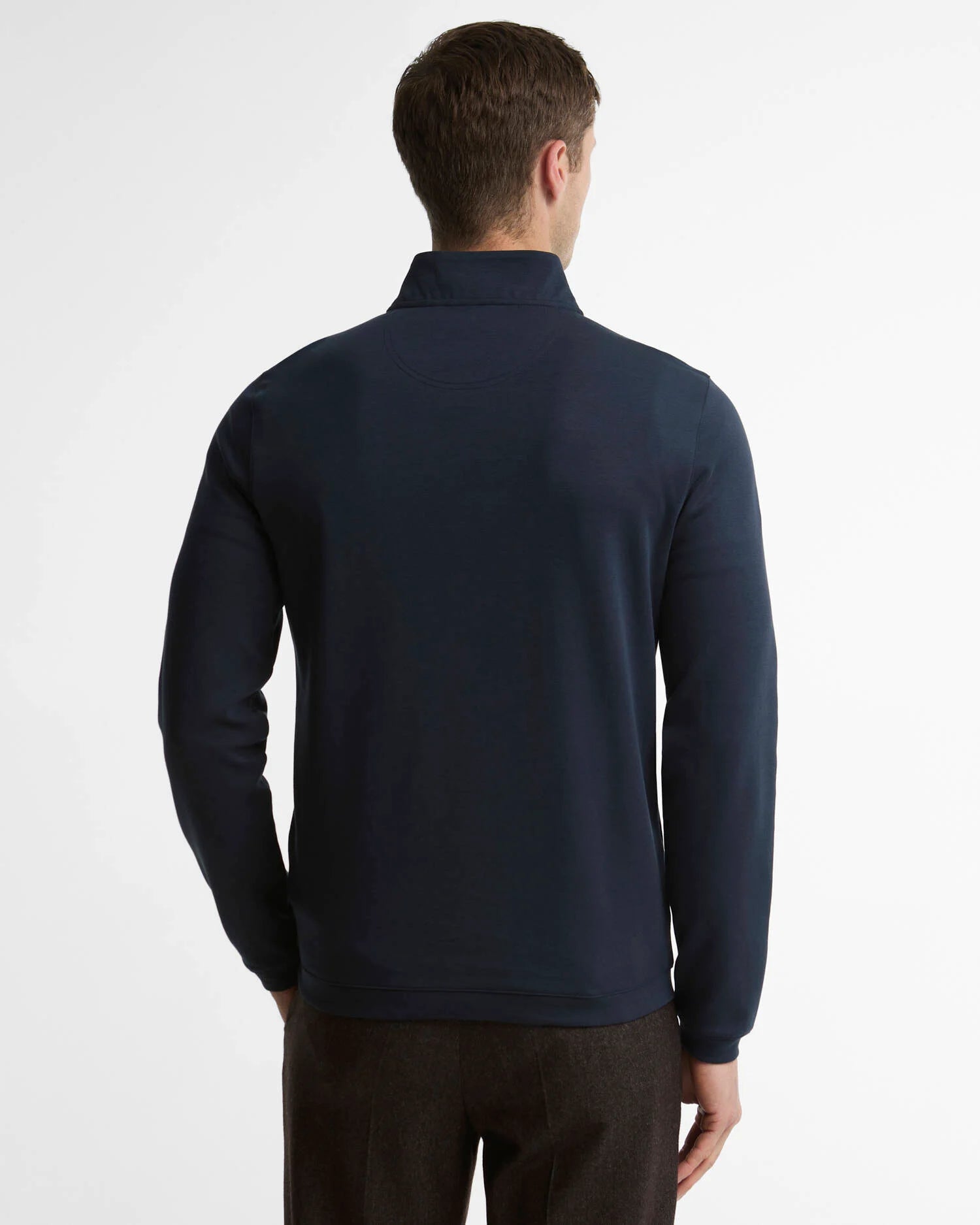 Vue de dos du sweat à demi-zip Guy bleu marine BARBOUR HOMME