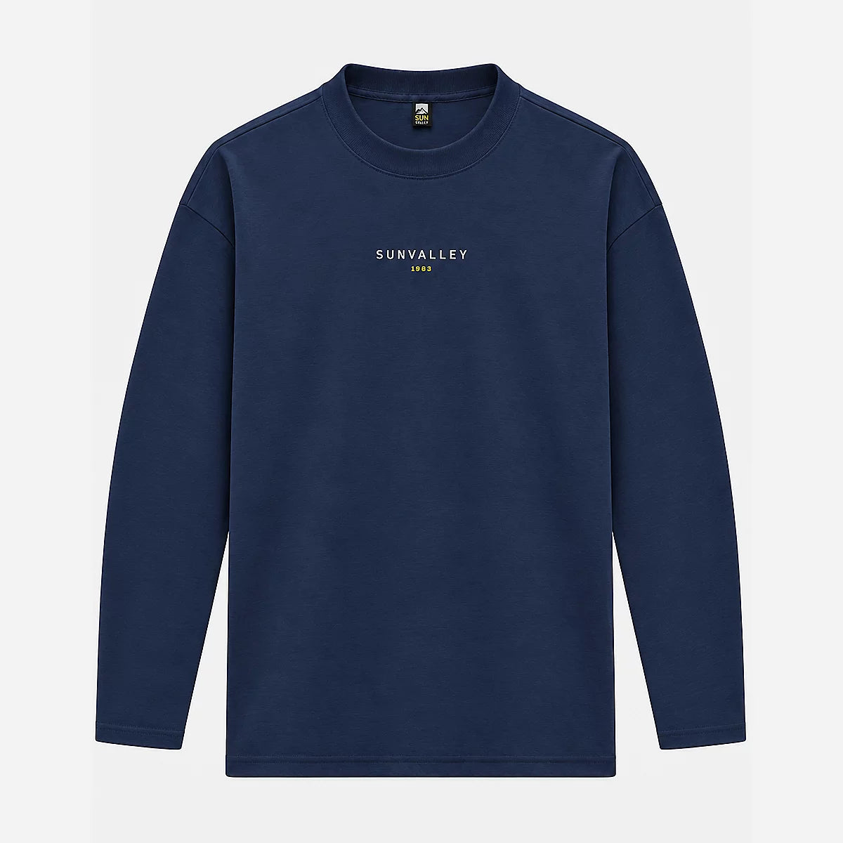 T-shirt à manches longues en coton anthracite bleu SUN VALLEY HOMME Chikar avec logo poitrine