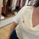T-shirt col en V décontracté en coton Phil - Blanc - FABIENNE CHAPOT