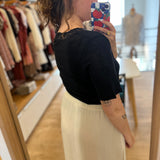 T-shirt en lin avec col V en dentelle Hela - Noir - DES PETITS HAUTS