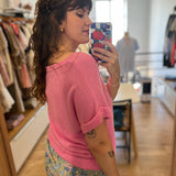 T-shirt en maille fine fluide avec cordon Dhoisy - Rose - SUN VALLEY FEMME