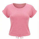 T-shirt en maille fine fluide avec cordon Dhoisy - Rose - SUN VALLEY FEMME