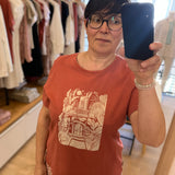 T-shirt imprimé en pur coton Plop - Argile rouge - SUN VALLEY FEMME