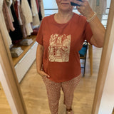 T-shirt imprimé en pur coton Plop - Argile rouge - SUN VALLEY FEMME