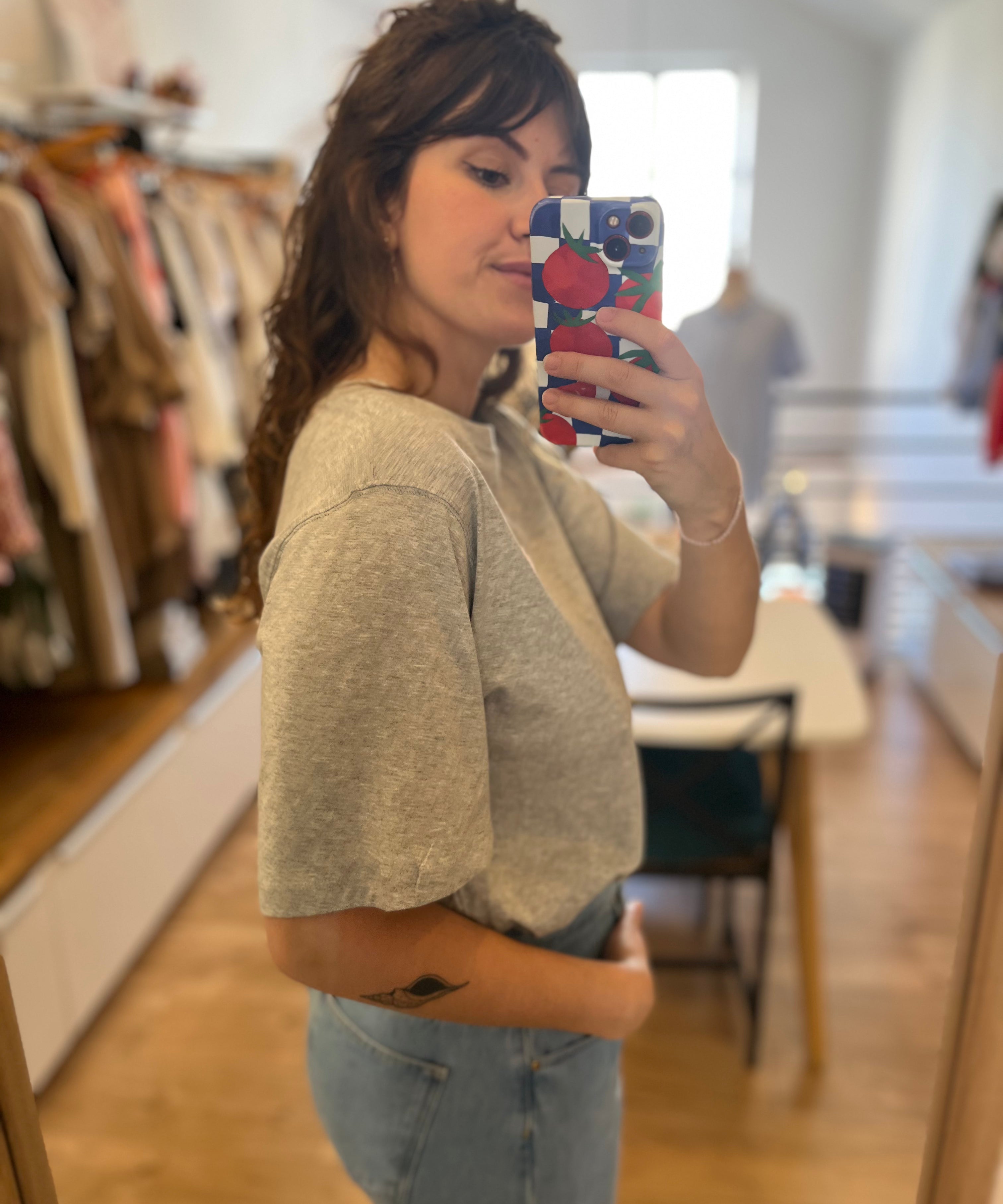 T-shirt oversize en coton Jerrypatch - Gris chiné - DES PETITS HAUTS