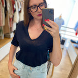 T-shirt oversize en lin col V Hanabelle - DES PETITS HAUTS