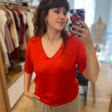 T-shirt oversize en lin col V Hanabelle - DES PETITS HAUTS