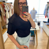 T-shirt oversize en lin col V Hanabelle - DES PETITS HAUTS