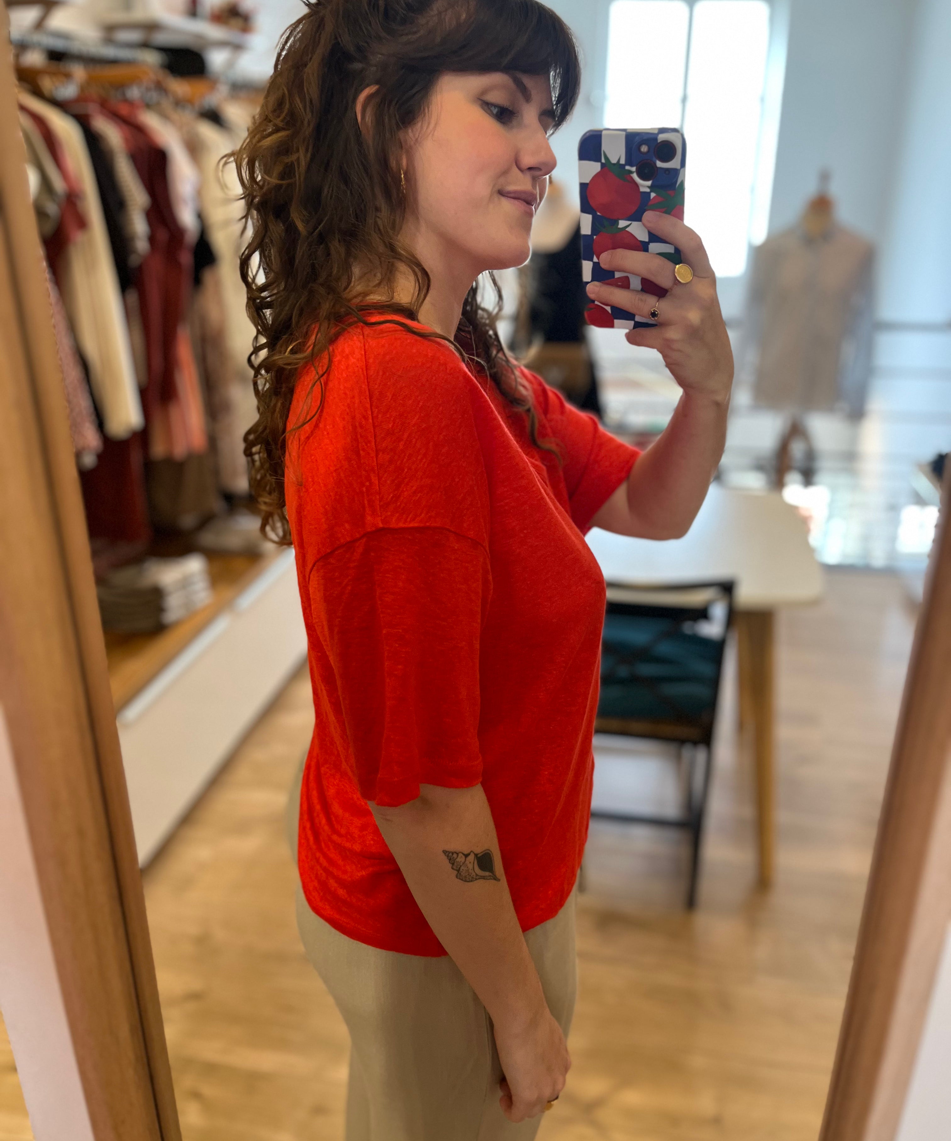 T-shirt oversize en lin col V Hanabelle - DES PETITS HAUTS