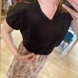 T-shirt oversize en lin col V Hanabelle - DES PETITS HAUTS