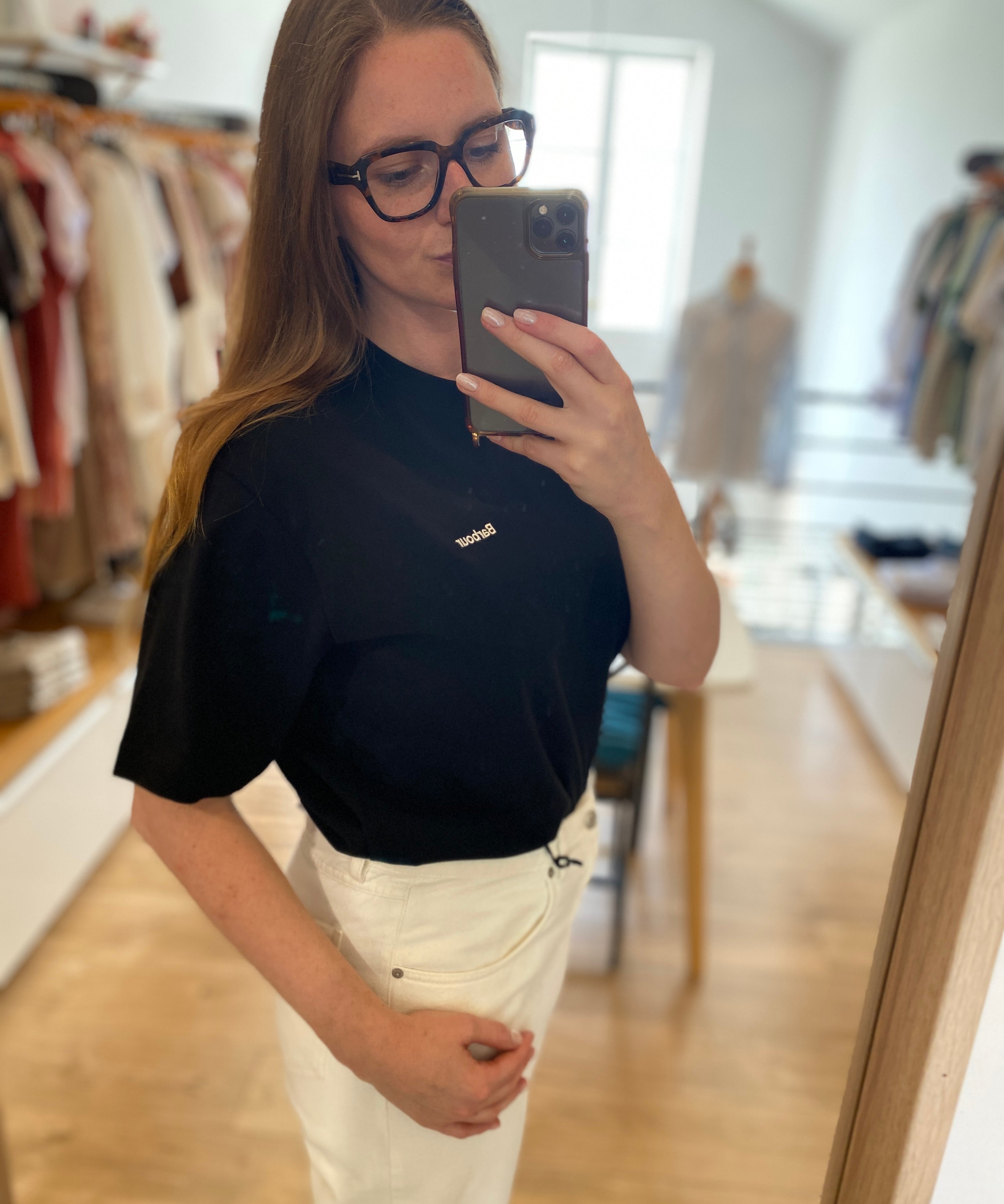 T-shirt oversize en pur coton Marjorie - Noir - BARBOUR FEMME