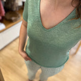T-shirt uni oversize col V Pecetto - SUN VALLEY FEMME