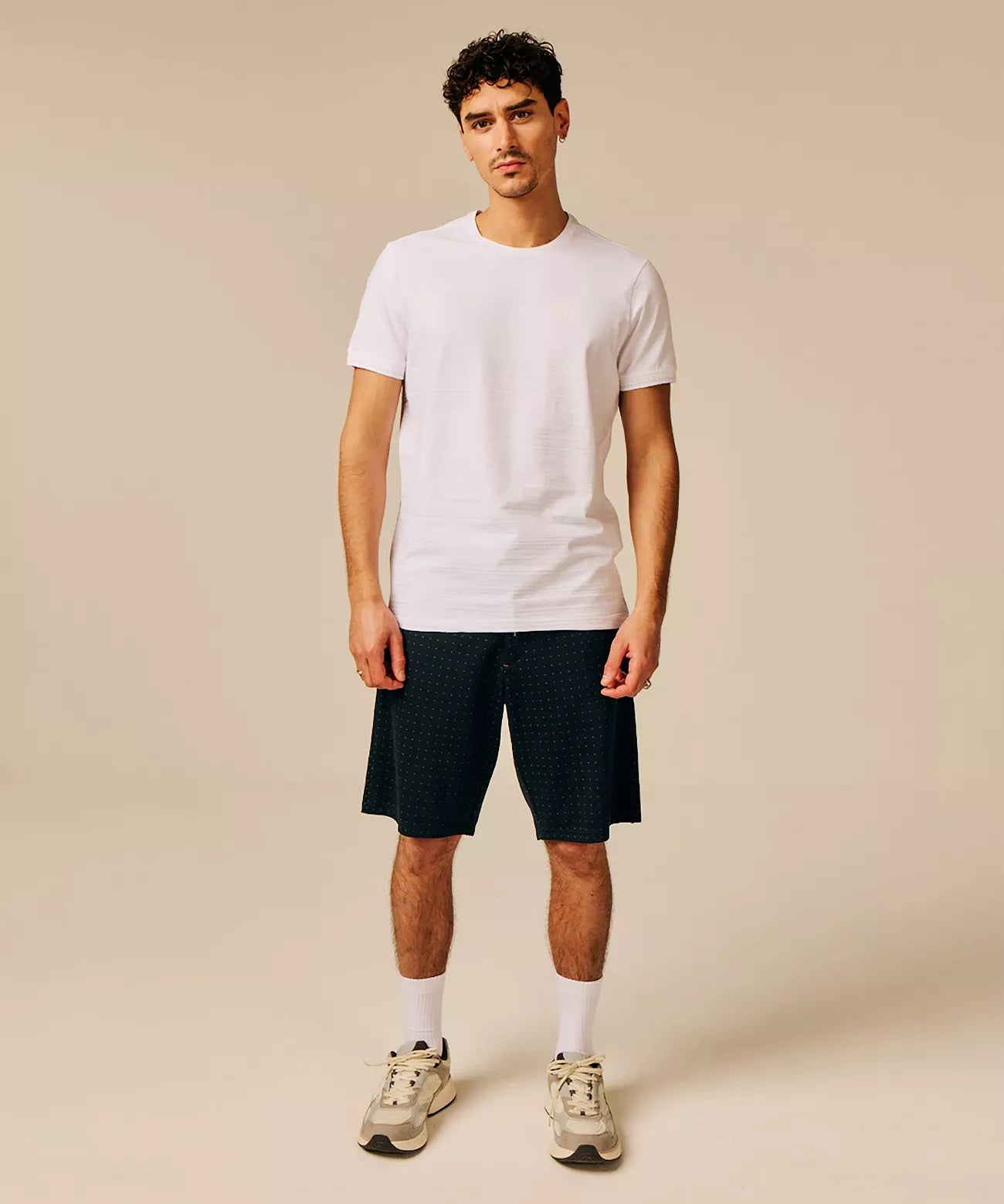 T-shirt ajusté en coton stretch Cevino - Blanc - SUN VALLEY HOMME