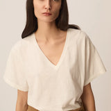 T-shirt basique oversize en coton flammé Zae - Ecru - DES PETITS HAUTS
