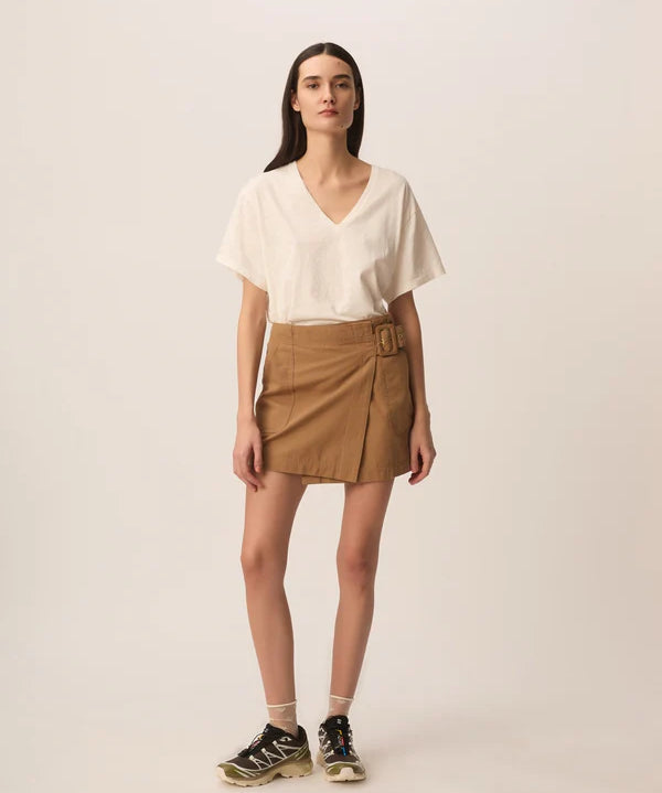 T-shirt basique oversize en coton flammé Zae - Ecru - DES PETITS HAUTS