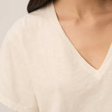 T-shirt basique oversize en coton flammé Zae - Ecru - DES PETITS HAUTS