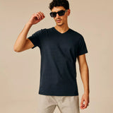 T-shirt basique uni en coton stretch Copra - Marine foncé - SUN VALLEY HOMME
