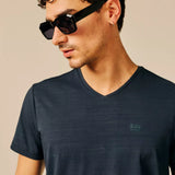 T-shirt basique uni en coton stretch Copra - Marine foncé - SUN VALLEY HOMME