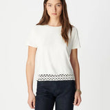 T-shirt boxy à broderies crochetées et sequins B310105 - Blanc - IKKS WOMEN