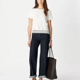 T-shirt boxy à broderies crochetées et sequins B310105 - Blanc - IKKS WOMEN