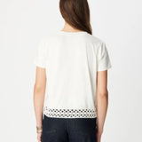T-shirt boxy à broderies crochetées et sequins B310105 - Blanc - IKKS WOMEN