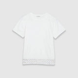 T-shirt boxy à broderies crochetées et sequins B310105 - Blanc - IKKS WOMEN