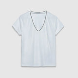T-shirt col V à décor perles-bijou B310305 - Blanc - IKKS WOMEN