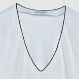 T-shirt col V à décor perles-bijou B310305 - Blanc - IKKS WOMEN