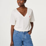 T-shirt col en V décontracté en coton Phil - Blanc - FABIENNE CHAPOT