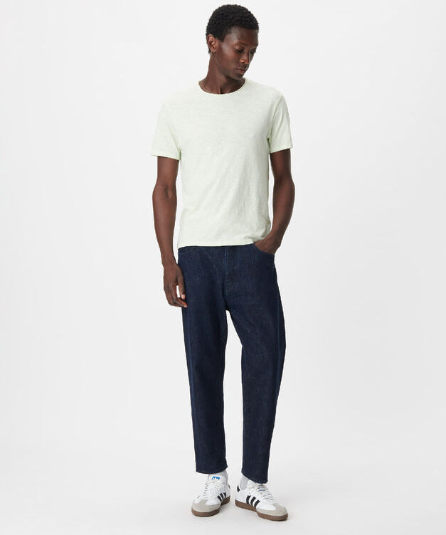 T-shirt col rond droit en coton bio - Vert amande - IKKS MEN