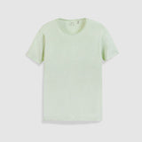 T-shirt col rond droit en coton bio - Vert amande - IKKS MEN