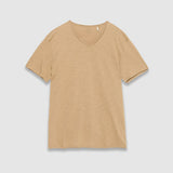 T-shirt en coton flammé à col roulotté pour homme M310003 - Beige foncé - IKKS MEN