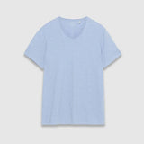 T-shirt en coton flammé à col roulotté pour homme M310003 - Bleu grisé - IKKS MEN