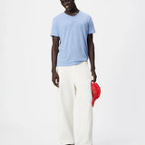 T-shirt en coton flammé à col roulotté pour homme M310003 - Bleu grisé - IKKS MEN