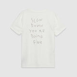 T-shirt en coton flammé avec broderie - Blanc cassé - IKKS MEN